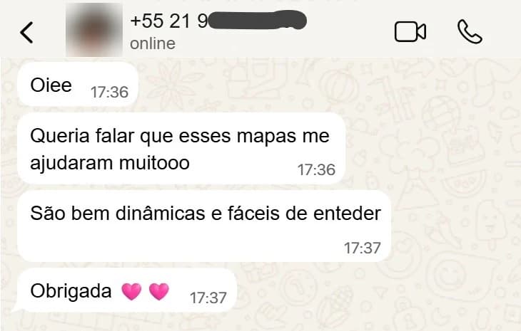 Mensagem de Aluna · DDD 21: os mapas ajudaram muito, são dinâmicos e fáceis de entender